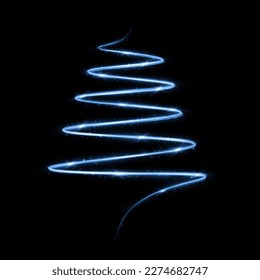 Zauberhafter, funkelnder Weihnachtsbaum auf transparentem Hintergrund. Luxus Weihnachten mit leichtem Effekt. Weihnachtskonzept.