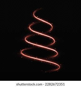 Magic sparkle Christmas tree on transparent background. Luxury Christmas with light effect. Christmas concept.