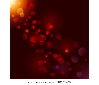 Magic sparkle, light dots on black background with copy space. Vector bokeh effect. Use of blends and linear gradients