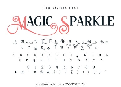 Magic Sparkle Stylish alphabet display vector font and Beautiful luxury Font