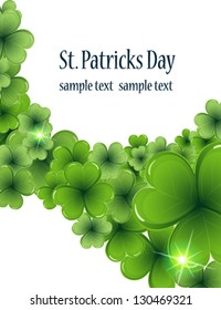  Magic sparkling clover on a white background.  St. Patrick's Day abstract background