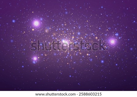 Magic sparkling effect of dust and particles. Flash of star and light.