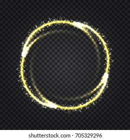 Magic sparkling lights. 4 glittering sparks circle. Fireworks flares. Vector Illustration.
