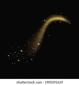Magic sparkling stardust. Christmas shining light effects with yellow sparkles.
