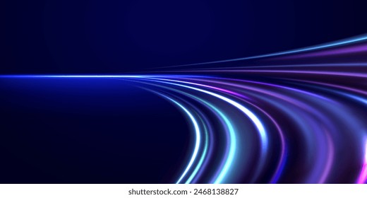 Magisch funkelnde Spuren des Kometen. Leuchtende Linien auf transparentem Hintergrund. Panorama-High-Speed-Technologie-Konzept, Licht abstrakten Hintergrund.	