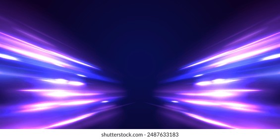 Mágicos rastros brillantes de cometa. Líneas luminosas sobre fondo transparente. Abstractas color de neón resplandeciente líneas de fondo