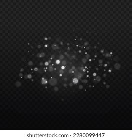 Magic sparks glitter special blur bokeh effect. Defocused Christmas background. Star burst white sparkles. Sparkling magical dust particle. Lens flare light sparkle, shiny glittering glow stars vector