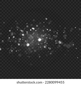 La magia deslumbra un efecto de boquilla especial. Desenfocó el fondo de Navidad. Las estrellas rompen con destellos blancos. Partícula mágica de polvo que esparce. Espuma de luz de la lente, reluciente reluciente brillante vector
