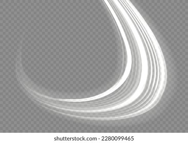 Magic speed flying trails of shine, bright shimmer particles fly. Light sparkling effect. Dynamic silver waves. White glowing motion line. Luminous lines of speed. Sparkle twist vector