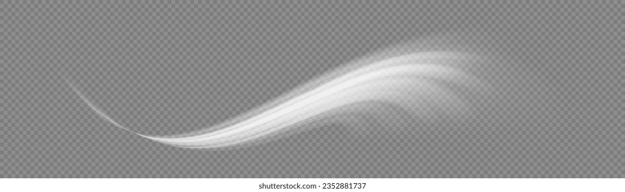 Magic speed flying trails of shine, bright shimmer particles fly. Light sparkling effect. Dynamic silver waves. White glowing motion line. Luminous lines of speed. Sparkle twist vector