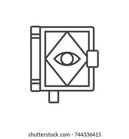 Magic spell book line icon.