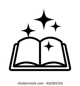 Magic Spell Book, Tome Or Manual Line Art Vector Icon For Games And Websites 