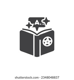 Magic spell book vector icon. filled flat sign for mobile concept and web design. Spell book glyph icon. Symbol, logo illustration. Vector graphics