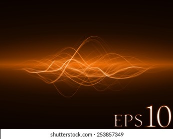 magic spell effect (orange colored, horizontal wide waves version)