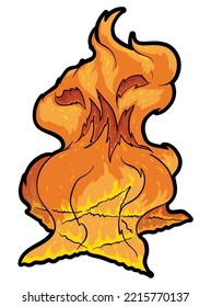 Magic spell with a fierce flame coming out of a pentagram invoking a dangerous spirit.