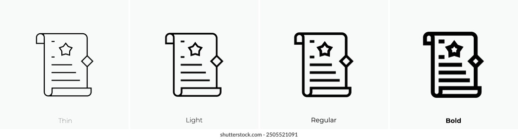 magic spell icon. Thin, Light Regular And Bold style design isolated on white background