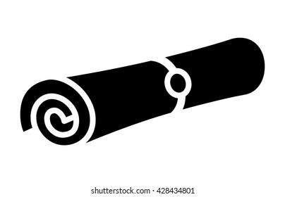 Magic spell scroll or rolled up document message flat vector icon for games and websites