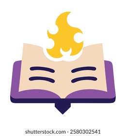 Magic spellbook burning pages illustration isolated vector