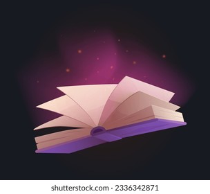 Magic spells closed book concept. Magic and sorcery, witchcraft. Knowledge and informatrion. Literature and reading, fiction. Cartoon isometric vector illustration isolated on black background