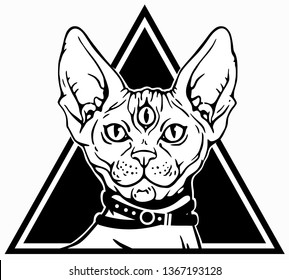 Magic Sphynx with three eyes