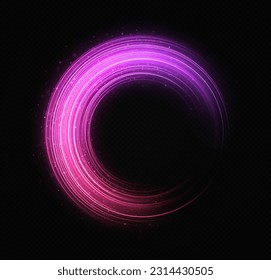 Magic spinning shiny ring. Shimmering circle ring with light effect.