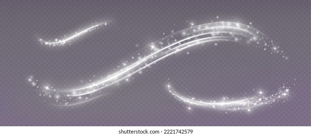 Magic spiral with sparkles.White light effect.Glitter particles with lines.Swirl effect.