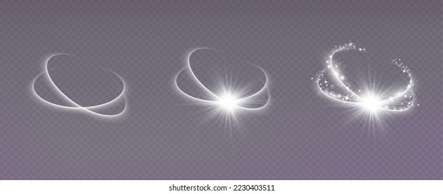 Magic spiral with sparkles.White light effect.Glitter particles with lines.Swirl effect.