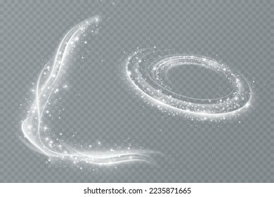 Magic spiral with sparkles.White light effect.Glitter particles with lines.Swirl effect.