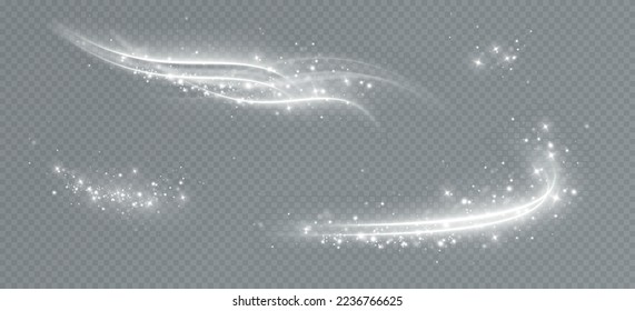 Magic spiral with sparkles.White light effect.Glitter particles with lines.Swirl effect.