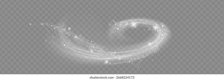 Magic spiral with sparkles.White light effect.Glitter particles with lines.Swirl effect.