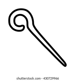 Magic staff or cane stick line art vector icon for apps and websites