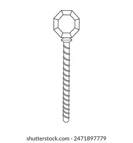 Magic staff coloring page isolated on white background