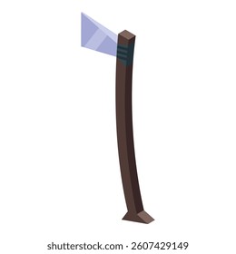 Magic staff with glowing crystal isometric icon, witchcraft equipment