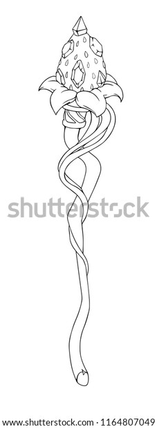 Magic Staff Hand Drawn Vector Illustration Stock Vector (Royalty Free ...