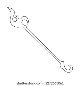 Magic Staff Icon isolated on white background. Magic Wand, Scepter, Stick, Rod. Vector Illustration for Your Design, Game, Card, Web.