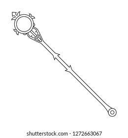 Magic Staff Icon isolated on white background. Magic Wand, Scepter, Stick, Rod. Vector Illustration for Your Design, Game, Card, Web.