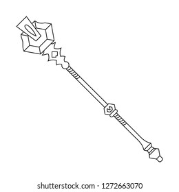Magic Staff Icon isolated on white background. Magic Wand, Scepter, Stick, Rod. Vector Illustration for Your Design, Game, Card, Web.