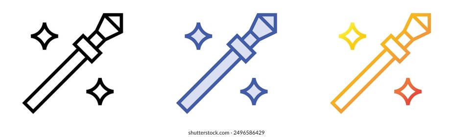 magic staff icon. Linear, Blue Fill and Gradient Style Design Isolated On White Background