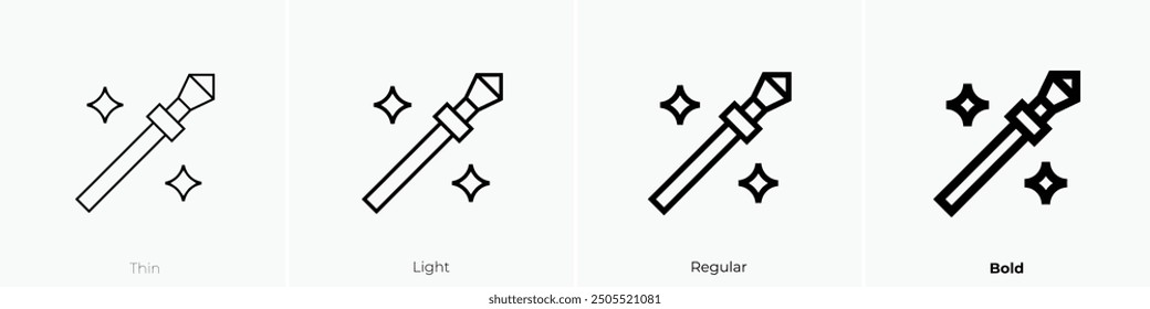 magic staff icon. Thin, Light Regular And Bold style design isolated on white background