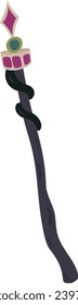Magic staff, walking stick, wand,scepter isolated on white.Vector
