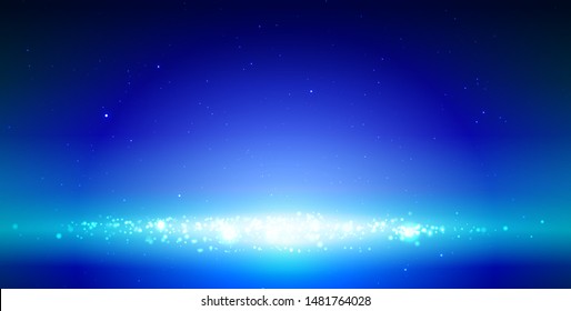 Magic stage background with smoke and stars. Vector illustration