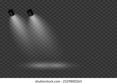 Magic stage lighting effect. Spotlight light effect. On a transparent background.