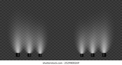 Magic stage lighting effect. Spotlight light effect. On a transparent background.