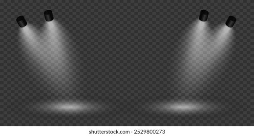 Efeito de iluminação de palco mágico. Efeito de luz de spot. Em um fundo transparente.