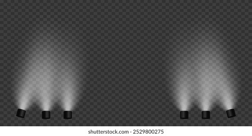 Efeito de iluminação de palco mágico. Efeito de luz de spot. Em um fundo transparente.