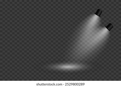 Magic stage lighting effect. Spotlight light effect. On a transparent background.