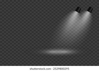 Magic stage lighting effect. Spotlight light effect. On a transparent background.