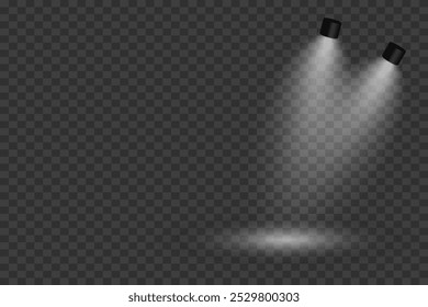 Magic stage lighting effect. Spotlight light effect. On a transparent background.