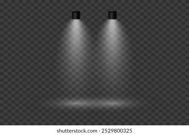 Magic stage lighting effect. Spotlight light effect. On a transparent background.
