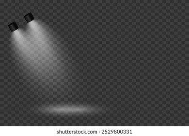 Magic stage lighting effect. Spotlight light effect. On a transparent background.